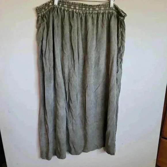 Vintage Grey Cotton Blend Boho Embroidered Maxi Skirt One Size Drawstring - Picture 2 of 10